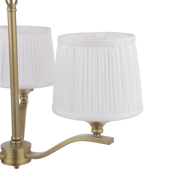 (image for) Laura Ashley Hemsley 3 Light Armed Pendant Matt Antique Brass With Shade